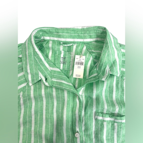 NWT Aerie Linen Blend Cover Up Green Striped Shirt Pool coastal beachy Pastel XS - Picture 11 of 12